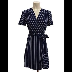 Monteau Navy And White Striped Dress XL